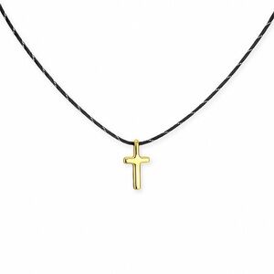 ⚜️ Trendy Gold Cross Pendant and Black Chain Necklace